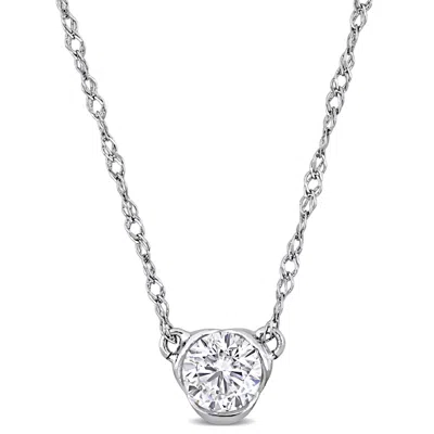 Mimi & Max 1/4ct Tdw Diamond Solitaire Necklace 14k White Gold - 17 In. In Silver
