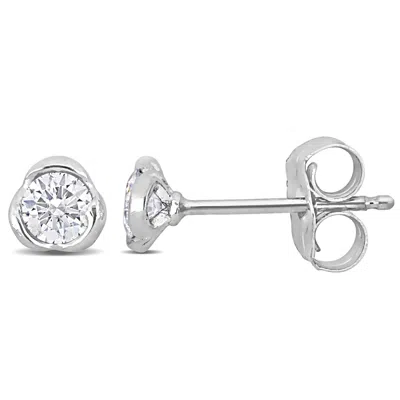 Mimi & Max 1/4ct Tdw Diamond Stud Earrings 14k White Gold In Silver