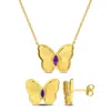 Mimi & Max 1/4ct Tgw Amethyst Butterfly Jewelry Set Yellow Plated Sterling Silver In Purple