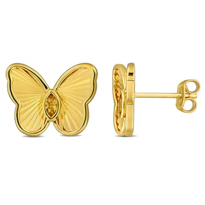 Mimi & Max 1/4ct Tgw Marquise-cut Citrine Butterfly Stud Earrings Yellow Silver In Gold