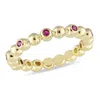Mimi & Max 1/4ct Tgw Ruby Beaded Eternity Ring 14k Yellow Gold In Red