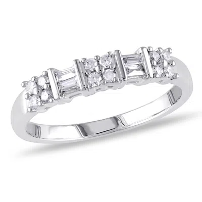 Mimi & Max 1/4ct Tw Baguette Round Diamond Anniversary Band 10k White Gold