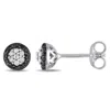 Mimi & Max 1/4ct Tw Black And White Diamond Cluster Stud Earrings In Sterling Silver In Black