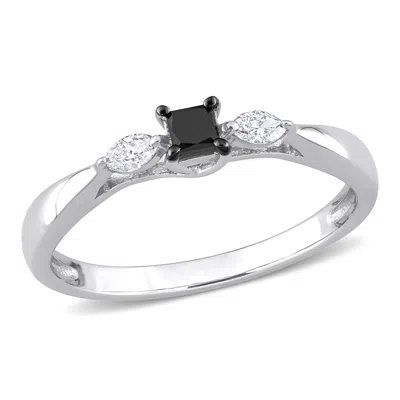 Mimi & Max 1/4ct Tw Black And White Diamond Engagement Ring 10k White Gold