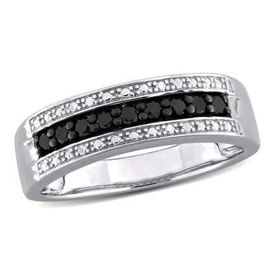 Mimi & Max 1/4ct Tw Black Diamond Anniversary Band Sterling Silver