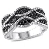 Mimi & Max 1/4ct Tw Black Diamond Double Twist Ring In Sterling Silver With Black Rhodium In Black
