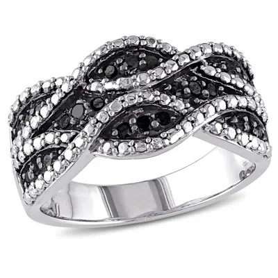 Mimi & Max 1/4ct Tw Black Diamond Double Twist Ring In Sterling Silver With Black Rhodium
