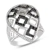 Mimi & Max 1/4ct Tw Black Diamond Geometric Teardrop Cocktail Ring Sterling Silver In Black