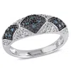 Mimi & Max 1/4ct Tw Blue And White Diamond Cocktail Ring Sterling Silver In Blue