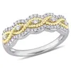Mimi & Max 1/4ct Tw Diamond Braided Ring 2- Tone 10k Yellow And White Gold In White