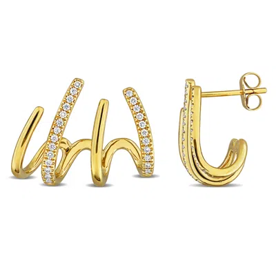 Mimi & Max 1/4ct Tw Diamond Claw Cuff Stud Earrings In 14k Yellow Gold