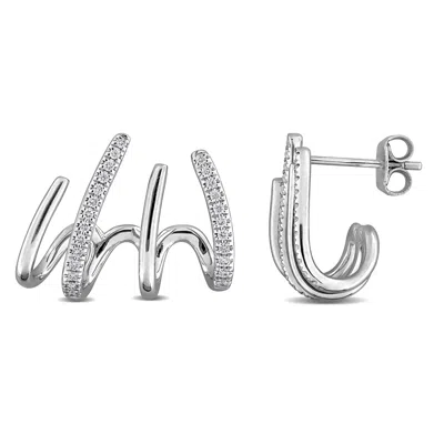 Mimi & Max 1/4ct Tw Diamond Claw Cuff Stud Earrings In 14k Yellow Gold In Silver