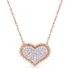 Mimi & Max 1/4ct Tw Diamond Clustered Heart Halo Necklace 10k Rose Gold In Gold