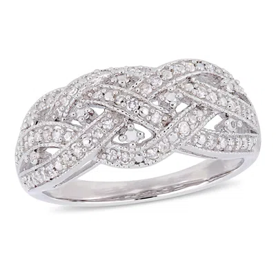 Mimi & Max 1/4ct Tw Diamond Entwined Ring In Sterling Silver In White