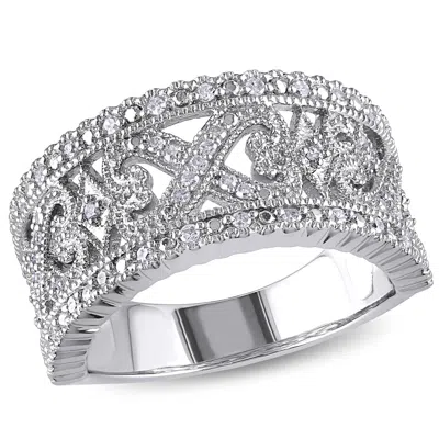 Mimi & Max 1/4ct Tw Diamond Filigree Ring Sterling Silver In White
