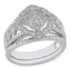 Mimi & Max 1/4ct Tw Diamond Halo Bridal Set Sterling Silver In White