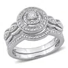 Mimi & Max 1/4ct Tw Diamond Halo Curved Bridal Set 10k White Gold In White