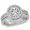 Mimi & Max 1/4ct Tw Diamond Halo Split Shank Bridal Set Sterling Silver In White