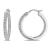Mimi & Max 1/4ct Tw Diamond Inside Outside Hoop Earrings In Sterling Silver In White