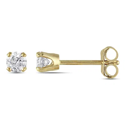 Mimi & Max 1/4ct Tw Diamond Stud Earrings 10k Yellow Gold In Silver