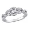 Mimi & Max 1/4ct Tw Diamond Swirl Halo Ring In Sterling Silver In Silver