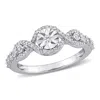 Mimi & Max 1/4ct Tw Diamond Swirl Halo Ring Sterling Silver In White