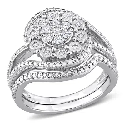 Mimi & Max 1/4ct Tw Diamond Vintage Bridal Set Sterling Silver In White