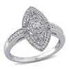 Mimi & Max 1/4ct Tw Diamond Vintage Marquise Shaped Halo Ring Sterling Silver In White