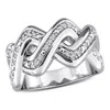 Mimi & Max 1/4ct Tw Lab-grown Diamond Crossover Ring Sterling Silver In Silver