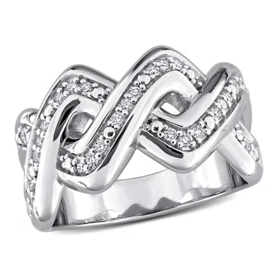 Mimi & Max 1/4ct Tw Lab-grown Diamond Crossover Ring Sterling Silver