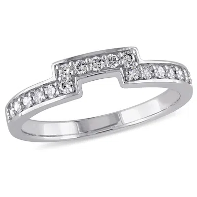 Mimi & Max 1/4ct Tw Ladies Diamond Wedding Band 14k White Gold In Silver