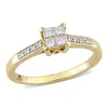 Mimi & Max 1/4ct Tw Princess Cut Quad Diamond Engagement Ring 10k Yellow Gold In White