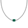 Mimi & Max 15 7/8ct Tgw Created Emerald Created White Sapphire Necklace Sterling Silver In Multi