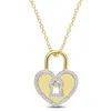 Mimi & Max 1/5 Ct Tw Diamond Heart Lock Pendant With Chain In Yellow Plated Sterling Silver In Yellow