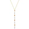 Mimi & Max 1/5ct Tdw Diamond & 1/6 Tgw Ruby Lariat Necklace In 10k Yellow Gold - 16.5 In In Silver