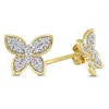 Mimi & Max 1/5ct Tdw Diamond Butterfly Stud Earrings In 10k Yellow Gold In Silver