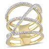 Mimi & Max 1/5ct Tdw Diamond Crossover Wrap Ring Yellow Silver In White