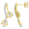 Mimi & Max 1/5ct Tdw Diamond Floral Stud Earrings In 10k Yellow Gold In Gold