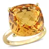 Mimi & Max 15ct Tgw Cushion Checkerboard Madeira Citrine Cocktail Ring 14k Yellow Gold In Yellow