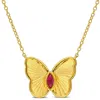 Mimi & Max 1/5ct Tgw Marquise-cut Created Ruby Butterfly Necklace Yellow Silver-17in In Gold