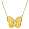 Mimi & Max 1/5ct Tgw Marquise-cut Created White Sapphire Butterfly Necklace Yellow Silver-17 In In White