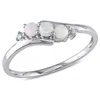 Mimi & Max 1/5ct Tgw Opal And Diamond Accent 3-stone Ring In 10k White Gold In Silver