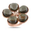 Mimi & Max 15ct Tgw Smokey Quartz And Diamond Floral Ring Rose Silver In Brown
