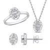 Mimi & Max 1/5ct Tw Baguette Round Diamond Oval Shaped Stud Earrings, Ring Necklace 14k White Gold In White