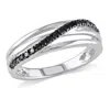 Mimi & Max 1/5ct Tw Black Diamond Crossover Ring Sterling Silver In Black