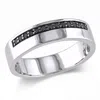 Mimi & Max 1/5ct Tw Black Diamond Single Row Mens Ring In Sterling Silver In Black