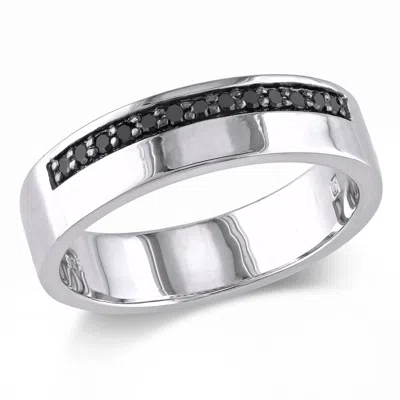 Mimi & Max 1/5ct Tw Black Diamond Single Row Mens Ring In Sterling Silver