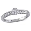 Mimi & Max 1/5ct Tw Diamond Cluster Engagement Ring Sterling Silver In White