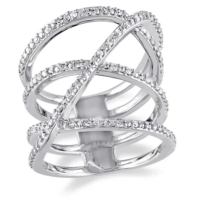 Mimi & Max 1/5ct Tw Diamond Crossover Ring In Sterling Silver In White