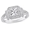 Mimi & Max 1/5ct Tw Diamond Halo Square Vintage Promise Ring Sterling Silver In White
